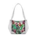 White Leather Tote Bag Bird