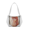 White Leather Tote Bag Brunette Beauty