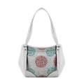 White Leather Tote Bag Dots