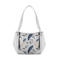 White Leather Tote Bag Feathers