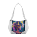 White Leather Tote Bag Festival Head