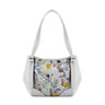 White Leather Tote Bag Floary