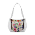 White Leather Tote Bag Flower
