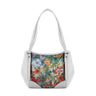 White Leather Tote Bag Flowers