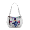 White Leather Tote Bag Flying Head