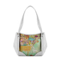White Leather Tote Bag Garden Deer