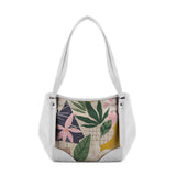 White Leather Tote Bag Leafs - CANVAEGYPT