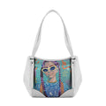 White Leather Tote Bag Lilac Locks