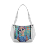 White Leather Tote Bag Lilac Locks - CANVAEGYPT