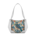 White Leather Tote Bag Owl