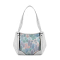 White Leather Tote Bag Prickly Pear