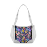 White Leather Tote Bag Purple Floral - CANVAEGYPT