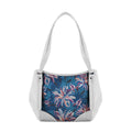 White Leather Tote Bag Sea Leaf