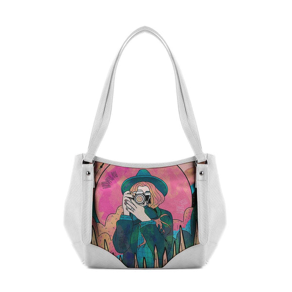 White Leather Tote Bag Space Photographer - CANVAEGYPT