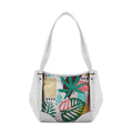 White Leather Tote Bag Summer Abstract
