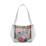 White Leather Tote Bag Watercolor Gentle