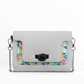 White Mini Embossed Chain Bag Floral