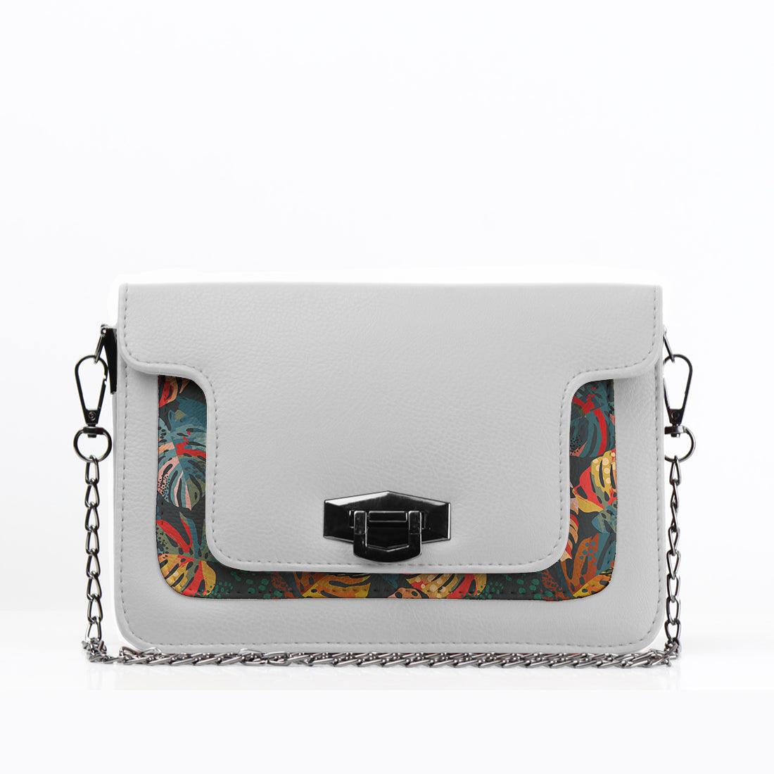 White Mini Embossed Chain Bag Palm - CANVAEGYPT