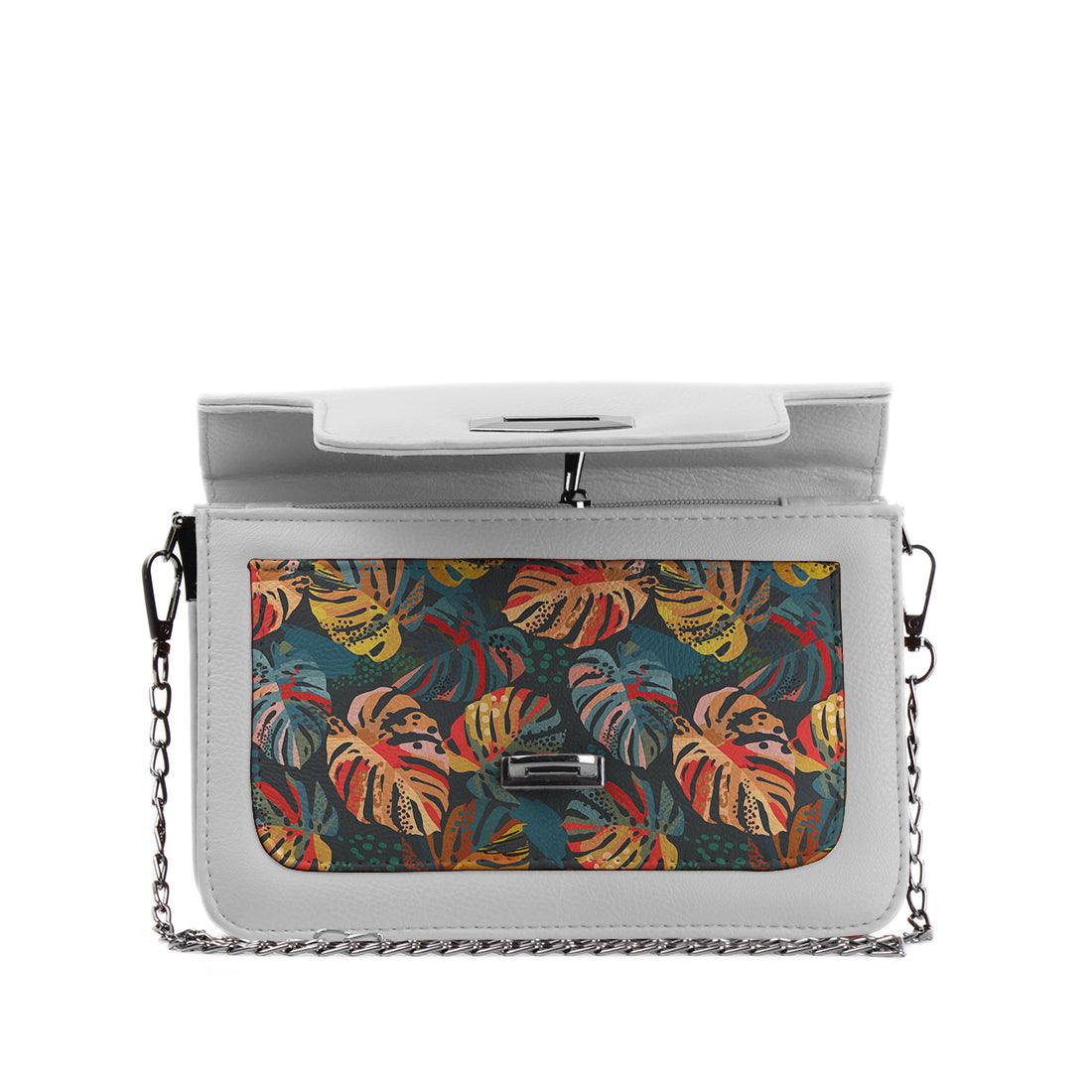 White Mini Embossed Chain Bag Palm - CANVAEGYPT