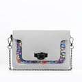 White Mini Embossed Chain Bag Purple Floral