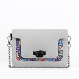 White Mini Embossed Chain Bag Purple Floral - CANVAEGYPT