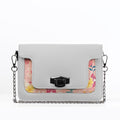 White Mini Embossed Chain Bag Rose Floral