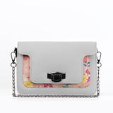 White Mini Embossed Chain Bag Rose Floral - CANVAEGYPT