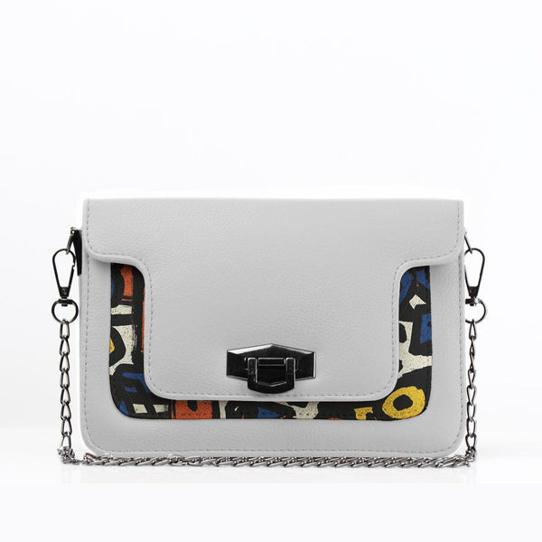 White Mini Embossed Chain Bag Stroke - CANVAEGYPT