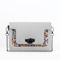 White Mini Embossed Chain Bag Triangles