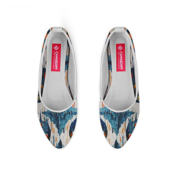 White Round Toe Shoe Blue circle - CANVAEGYPT