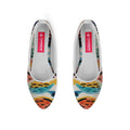 White Round Toe Shoe Drawen Leafs