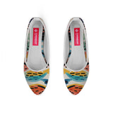 White Round Toe Shoe Drawen Leafs - CANVAEGYPT