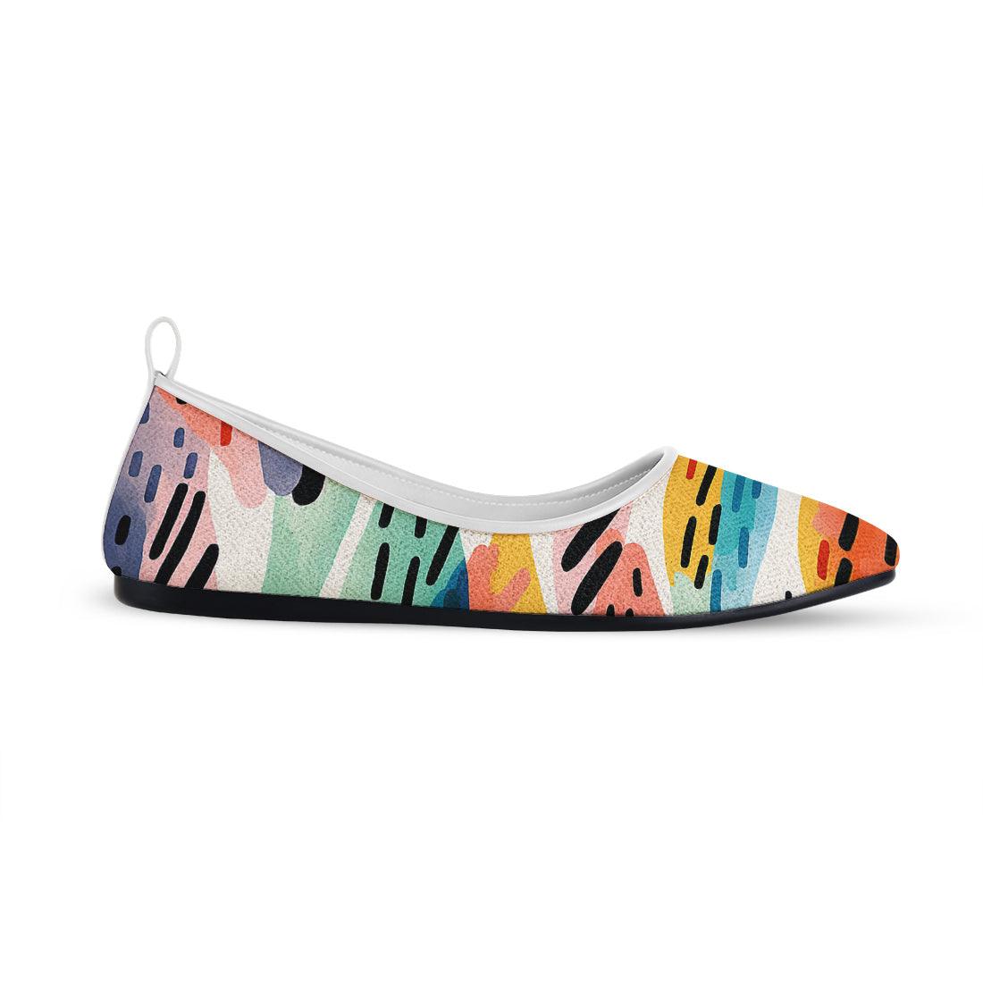 White Round Toe Shoe Drawen Leafs - CANVAEGYPT