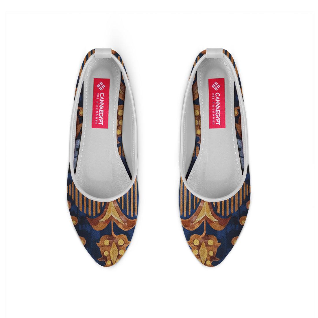 White Round Toe Shoe Gold garden - CANVAEGYPT