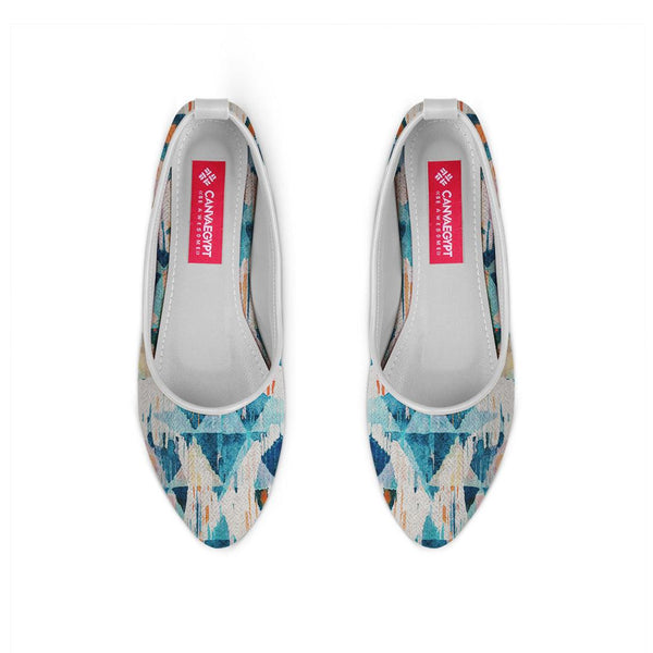 White Round Toe Shoe Happy blue - CANVAEGYPT