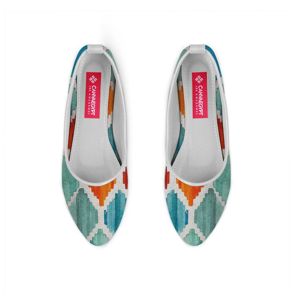 White Round Toe Shoe Rhombus sarong - CANVAEGYPT