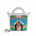 White Top Handle Handbag Sun Eye