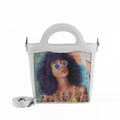 White Top Handle Handbag Flamingo Queen