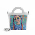 White Top Handle Handbag Lilac locks
