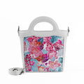 White Top Handle Handbag Red Roses
