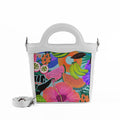 White Top Handle Handbag Summer Pattern