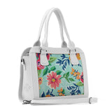 White Travel Hobo Bag Cyan Floral - CANVAEGYPT