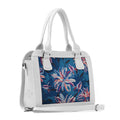 White Travel Hobo Bag Floral Blue