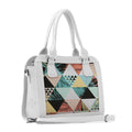 White Travel Hobo Bag Triangles