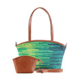 Wide Tote Bag Green Lines