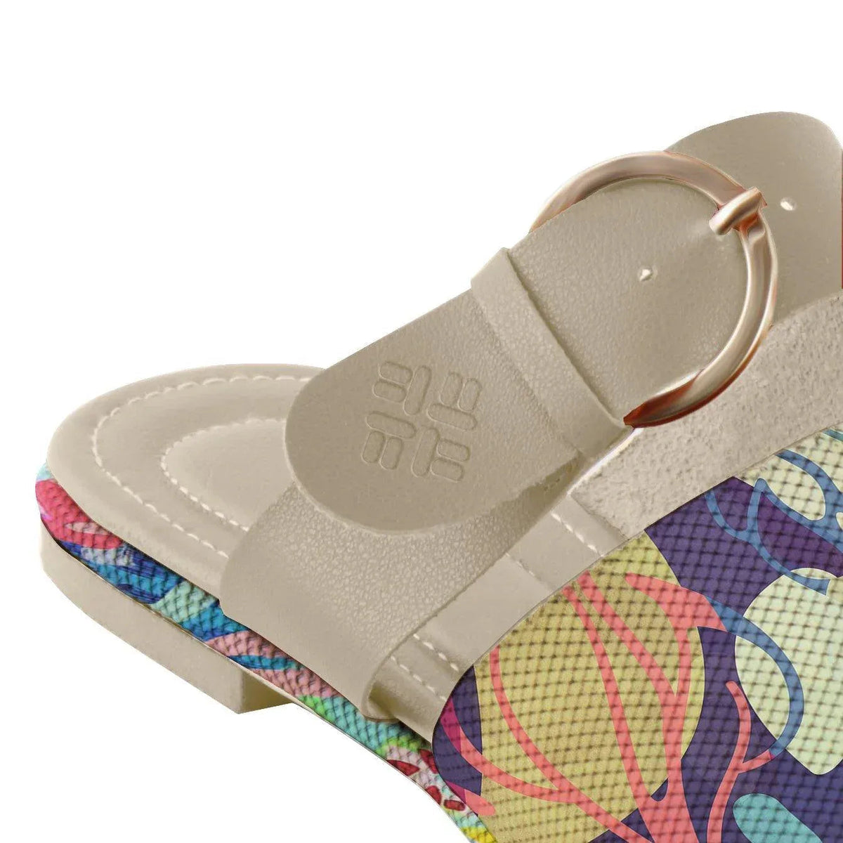 Beige Buckle Slide Slipper Floary - CANVAEGYPT