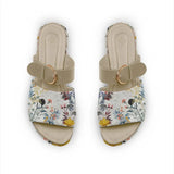 Beige Buckle Slide Slipper Floary - CANVAEGYPT