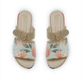 Beige Buckle Slide Slipper Flower