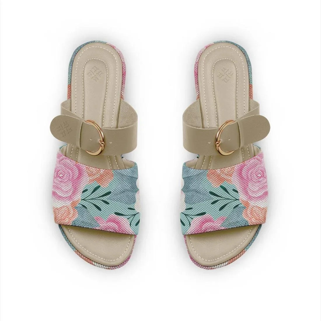Beige Buckle Slide Slipper Pink Rose - CANVAEGYPT
