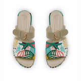 Beige Buckle Slide Slipper Summer Abstract - CANVAEGYPT